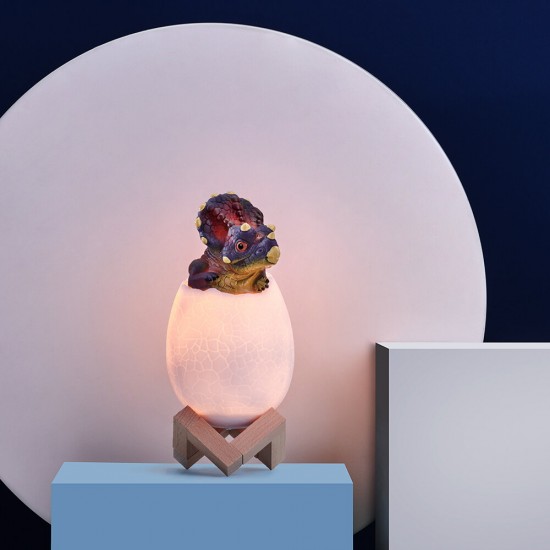 KL-02 Decorative 3D Triceratops Egg Smart Night Light 16 Colors Remote Control Touch Switch LED Nightlight For Christmas Gift