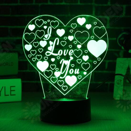 LED 3D Colorful I Love You Night Light Remote Control Touch Sensor Desktop Lamp