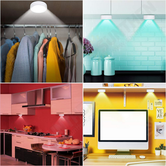 LED Cabinet Light RGB Color Puck Night Lights Dimmable Under Shelf Kitchen Counter Lighting with Remote Controller