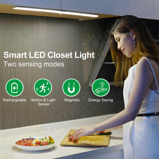 LED Closet Light USB Rechargeable Under-Cabinet Lamp Wireless Motion Sensor Night Light with Magnetic Strip for Cabinet Wardrobe LED Closet Light USB Rechargeable Under-Cabinet Lamp Wireless Motion Sensor Night Light with Magnetic Strip for Cabinet Wardrobe