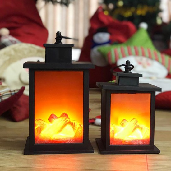 LED Fireplace Lantern Flameless Light Fire Effect Vintage Battery Power Lamp HOT