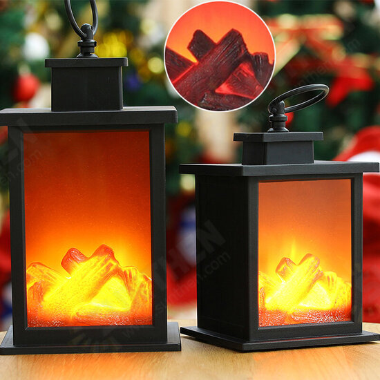 LED Fireplace Lantern Flameless Light Fire Effect Vintage Battery Power Lamp HOT