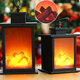 LED Fireplace Lantern Flameless Light Fire Effect Vintage Battery Power Lamp HOT