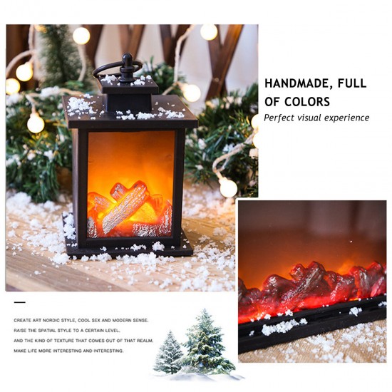LED Fireplace Lantern Flameless Light Fire Effect Vintage Battery Power Lamp HOT