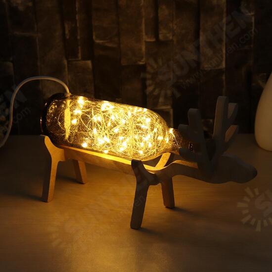 LED Glass Fairy Elk Deer Light Bottle Jar Night Light Table Lamp Christmas Home Decor Gift