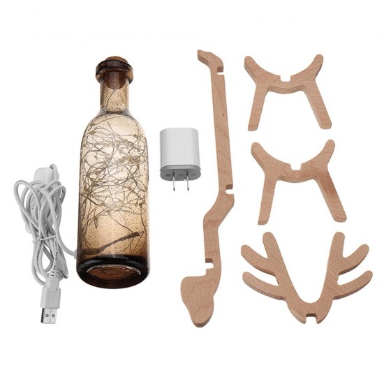 LED Glass Fairy Elk Deer Light Bottle Jar Night Light Table Lamp Christmas Home Decor Gift