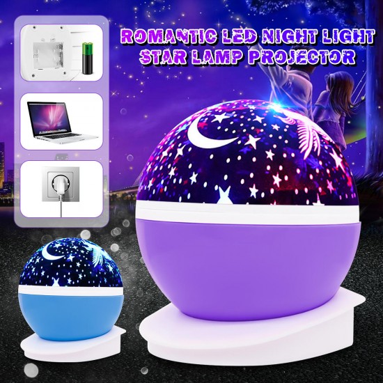 LED Rotating Night Light Projector Starry Sky Star Projection Lamp Children's Room Decorated Lights