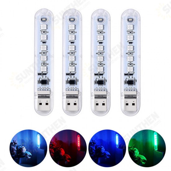 Mini USB 2W SMD5050 RGB 5 LED Camping Night Light for Power Bank Notebook Computer DC5V