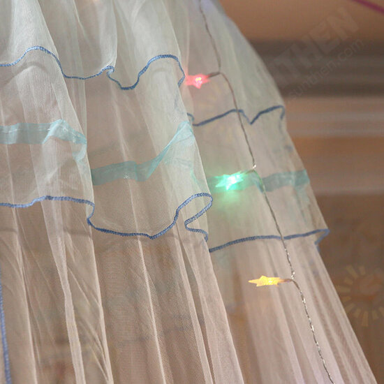 Mosquito Net Bedding Lace LED Light Princess Dome Mesh Bed Canopy Bedroom Decor