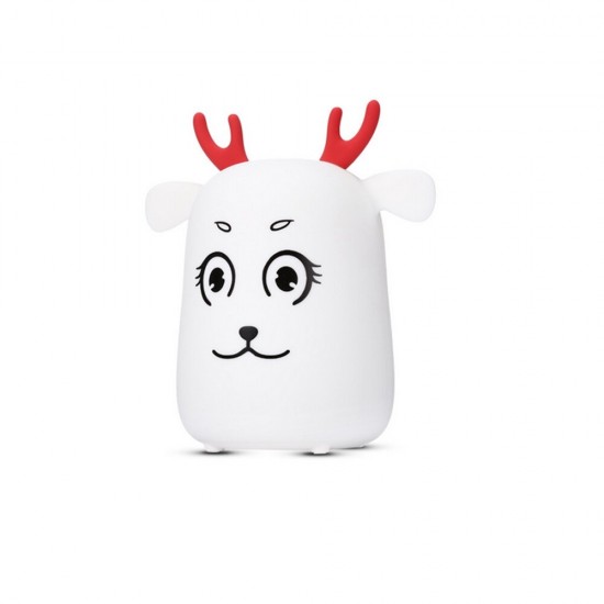 Novel Cute LED Rechargeable Silicone Deer Night Light Tap Control Bedroom Home Decor Lamp Kids Gift