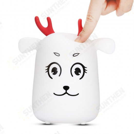 Novel Cute LED Rechargeable Silicone Deer Night Light Tap Control Bedroom Home Decor Lamp Kids Gift Novel Cute LED Rechargeable Silicone Deer Night Light Tap Control Bedroom Home Decor Lamp Kids Gift