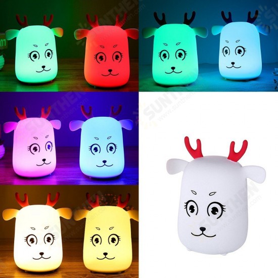 Novel Cute LED Rechargeable Silicone Deer Night Light Tap Control Bedroom Home Decor Lamp Kids Gift Novel Cute LED Rechargeable Silicone Deer Night Light Tap Control Bedroom Home Decor Lamp Kids Gift