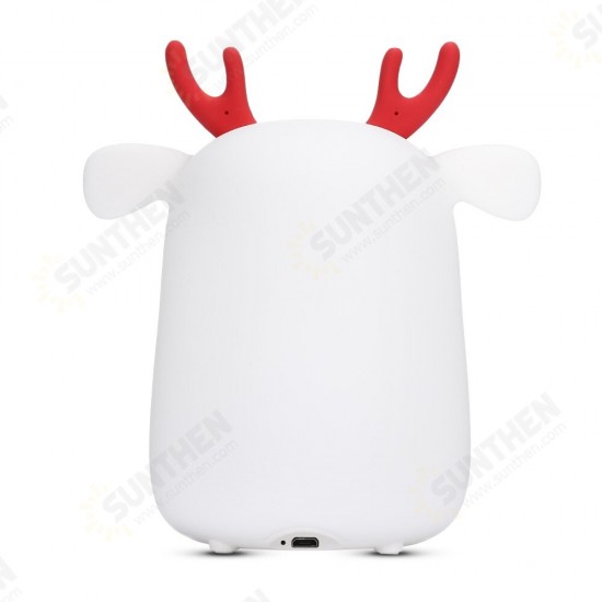 Novel Cute LED Rechargeable Silicone Deer Night Light Tap Control Bedroom Home Decor Lamp Kids Gift Novel Cute LED Rechargeable Silicone Deer Night Light Tap Control Bedroom Home Decor Lamp Kids Gift