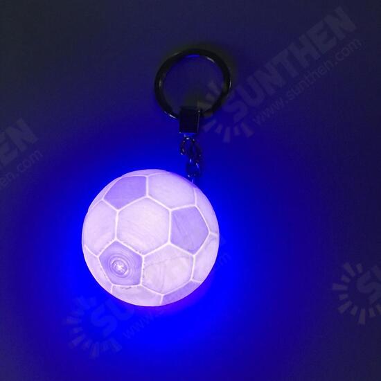 Portable Football Light 3D Printing Keychain Colorful LED Night Lamp Creative Battery Powered Bag Decor