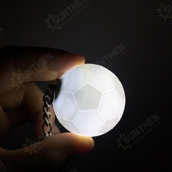 Portable Football Light 3D Printing Keychain Colorful LED Night Lamp Creative Battery Powered Bag Decor