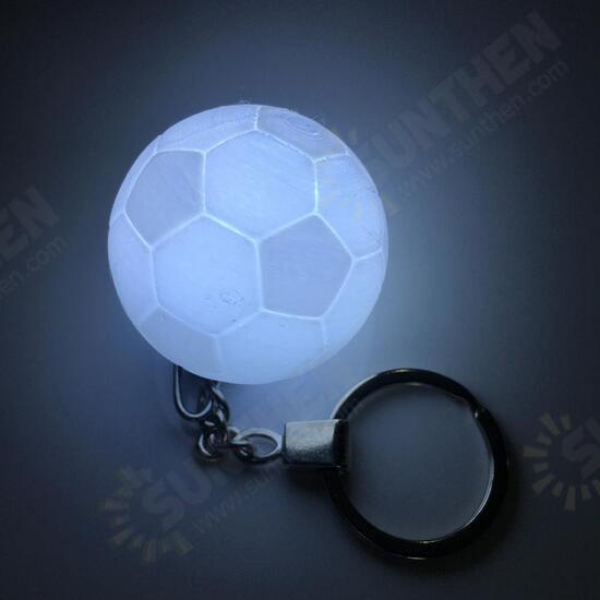 Portable Football Light 3D Printing Keychain Colorful LED Night Lamp Creative Battery Powered Bag Decor