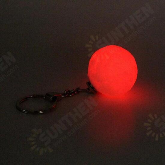 Portable Moon Light 3D Printing Keychain Colorful LED Night Lamp Creative Battery Powered Bag Decor