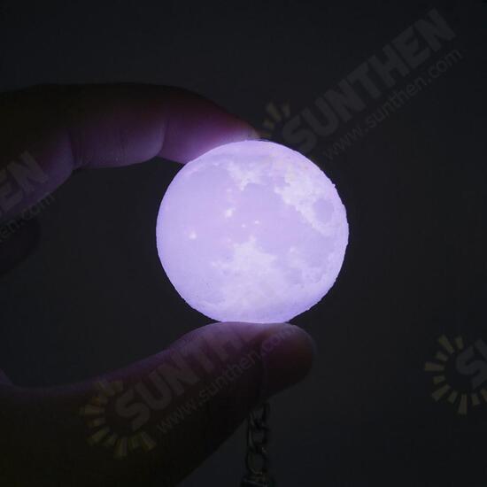 Portable Moon Light 3D Printing Keychain Colorful LED Night Lamp Creative Battery Powered Bag Decor