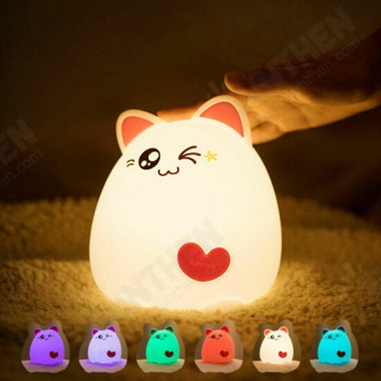 RGB Cat Silicone LED Touch Sensor Light Cute Cartoon Night Lamp Children Bedroom