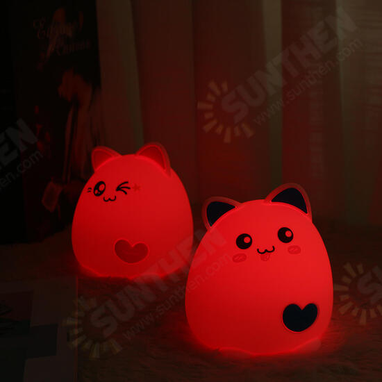 RGB Cat Silicone LED Touch Sensor Light Cute Cartoon Night Lamp Children Bedroom