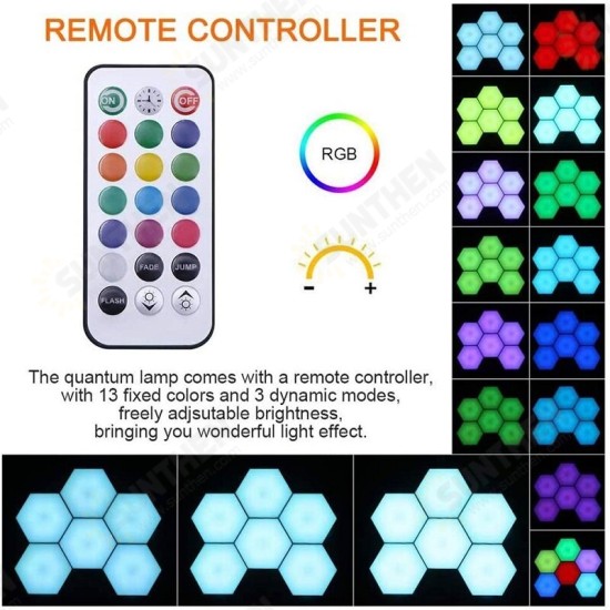 RGB LED Quantum Lamp Hexagon Light Touch Sensor RGBW LED Honeycomb Light Colorful Night Light USB with Remote