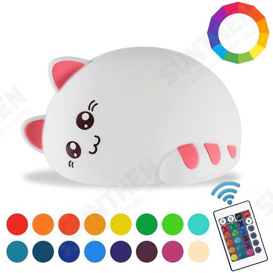 RGB USB Rechargeable LED Kid Children Cat Night Light Lamp Nursery Baby Bedroom