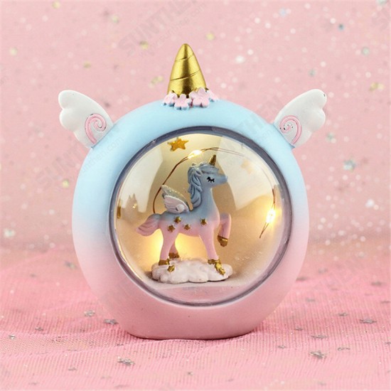 Resin Cartoon Horse Night Light Baby Study Bedroom Lamp Bedside Table Decor Gift