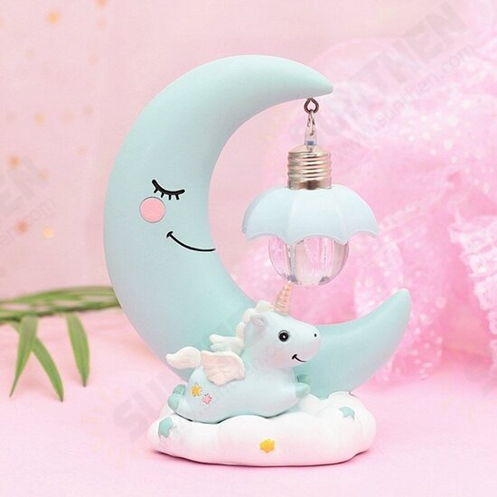 Resin Cartoon Night Lamp Children Room Decoration LED Night Light Moon Luminaria Romantic Bedroom Decor Night Light