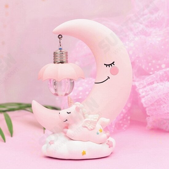 Resin Cartoon Night Lamp Children Room Decoration LED Night Light Moon Luminaria Romantic Bedroom Decor Night Light