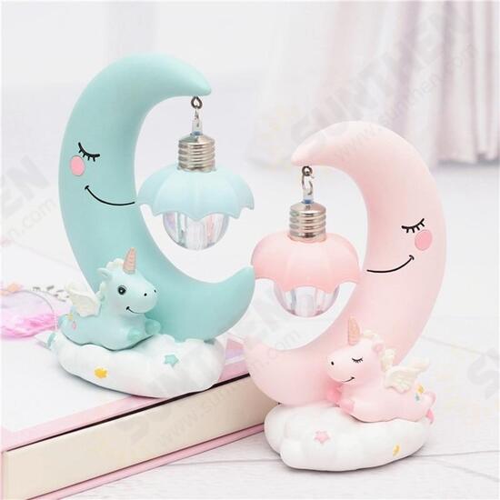 Resin Cartoon Night Lamp Children Room Decoration LED Night Light Moon Luminaria Romantic Bedroom Decor Night Light