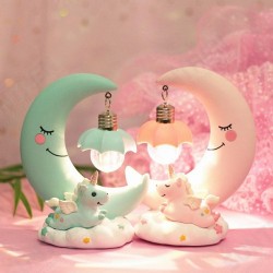 Resin Cartoon Night Lamp Children Room Decoration LED Night Light Moon Luminaria Romantic Bedroom Decor Night Light Resin Cartoon Night Lamp Children Room Decoration LED Night Light Moon Luminaria Romantic Bedroom Decor Night Light