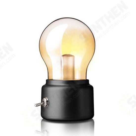 Retro Bulb Lamp USB Charging Portable Mini Desktop Light Bulb Shape Small Night Light