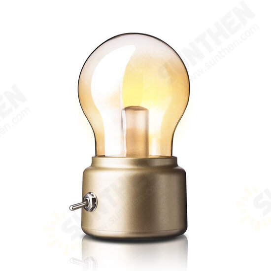 Retro Bulb Lamp USB Charging Portable Mini Desktop Light Bulb Shape Small Night Light