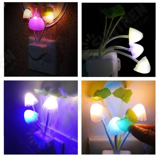 Romantic Colorful Sensor LED Mushroom Night Light Wall Lamp