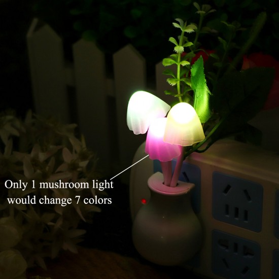 Romantic Flower Mushroom LED Night Light Sensor Baby Bed Lamp Decor US Plug
