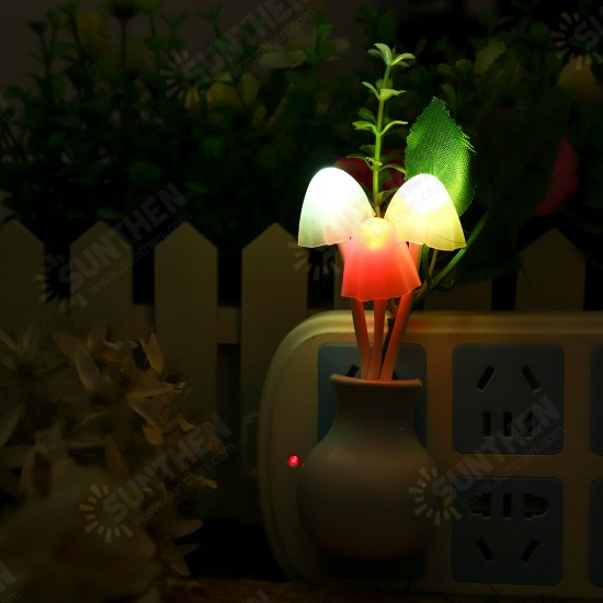 Romantic Flower Mushroom LED Night Light Sensor Baby Bed Lamp Decor US Plug