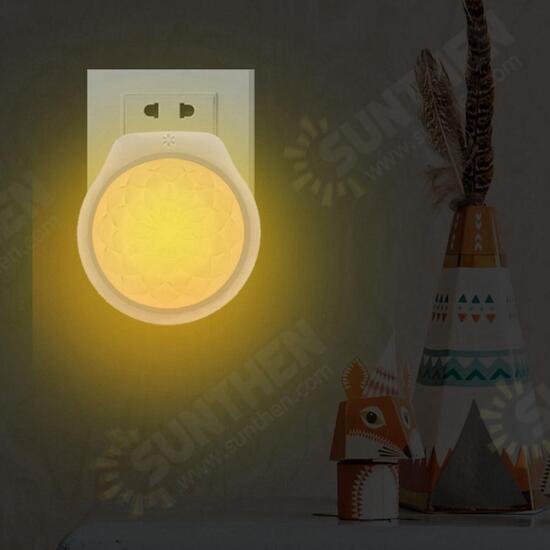 Smart Light Sensor LED Plug-in Wall Night Lamp Flower Pattern Lighitng for Home Bedroom AC100-240V