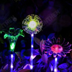 Solar Multi-Color Changing LED Flower Stake Light Transparent Lampshade Luminous Pole Solar Multi-Color Changing LED Flower Stake Light Transparent Lampshade Luminous Pole
