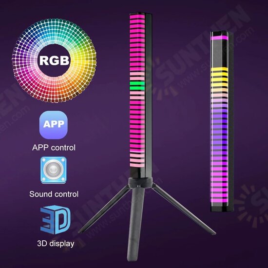 Sound Control 3D Display Pickup Rhythm Light RGB Music Ambient LED Night Light Bar APP Control Car Atmosphere Colorful Tube Lamp