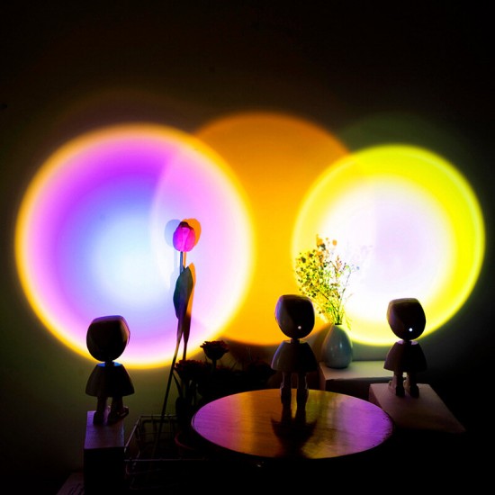 Sun Sunset LED Light Rainbow Projection Desk Lamp Home Decor USB Night Light