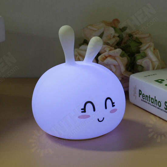 USB RGB Rechargeable Cute Silicone LED Night Light Tap Touch Atmostphere Light for Kid Sleeping