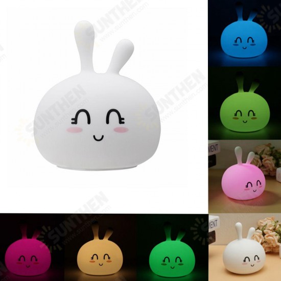 USB RGB Rechargeable Cute Silicone LED Night Light Tap Touch Atmostphere Light for Kid Sleeping