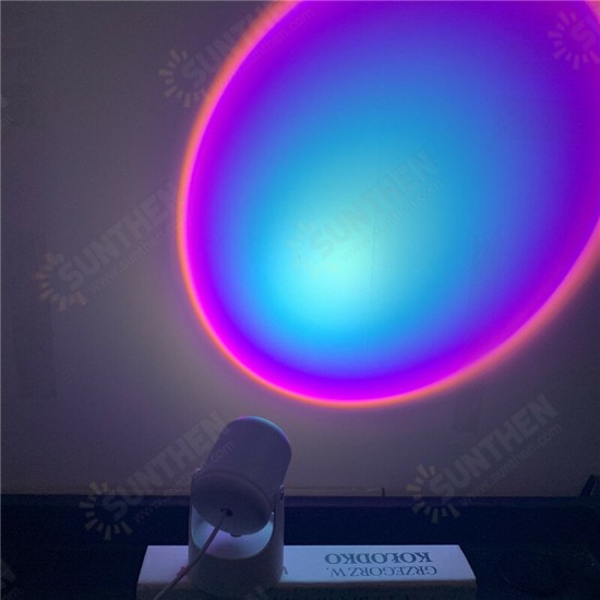 USB Sunset Projection Lamp Aesthetic Table Anti-glare LED Night Light Romantic Visual Rainbow Projector Modern Atmosphere Background Wall Decoration