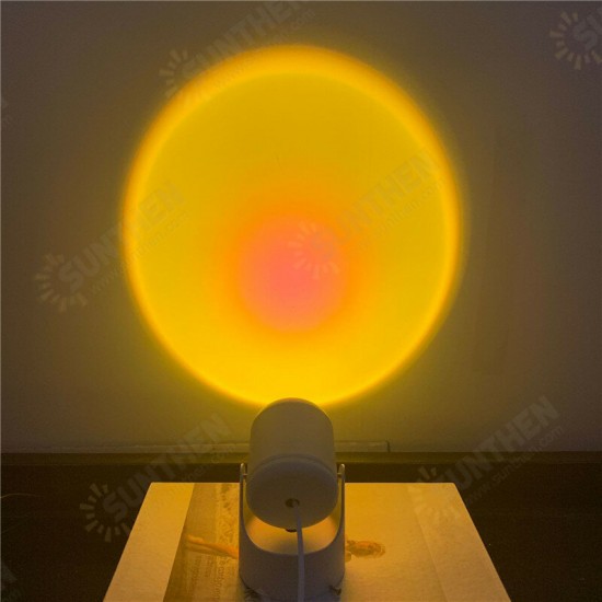 USB Sunset Projection Lamp Aesthetic Table Lamp Anti-glare LED Night Light Romantic Visual Experience Rainbow Projector Modern Atmosphere Light for Home Bedroom Coffe shop Background Wall Decoration