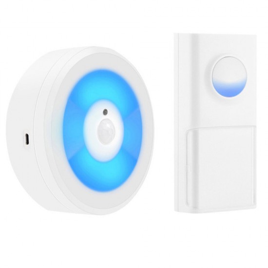 USB WIFI Smart Door Sensor Night Light IP55 Waterproof Wireless Doorbell with Ring Chime Call LED Smart Home Device