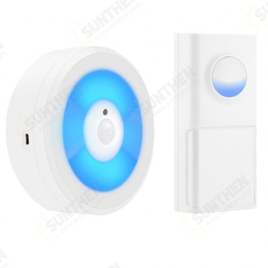 USB WIFI Smart Door Sensor Night Light IP55 Waterproof Wireless Doorbell with Ring Chime Call LED Smart Home Device