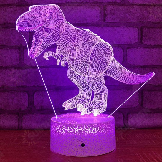 USB/Battery Powered 3D Children Kids Night Light Lamp Dinosaur Toys Boys 16 Colors Changing LED Remote Control+Base Christmas Decorations Clearance Christmas Lights