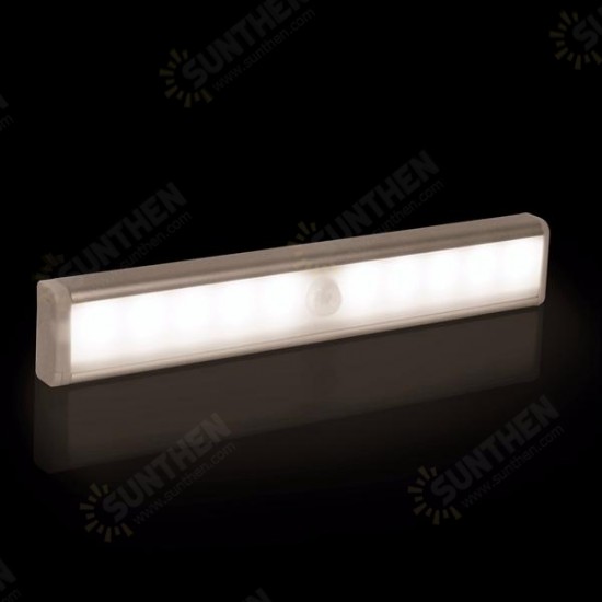 Wireless PIR Motion Sensor 10 LED Warm Light Cabinet Wardrobe Night Lamp