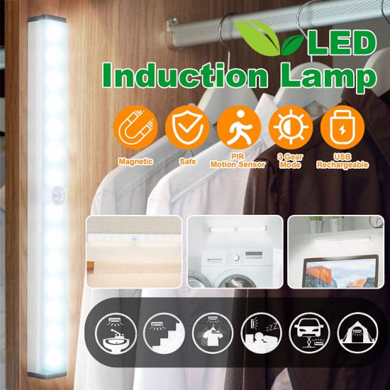 Wireless PIR Motion Sensor LED Night Light Closet Wall Lamp USB Rechargeable