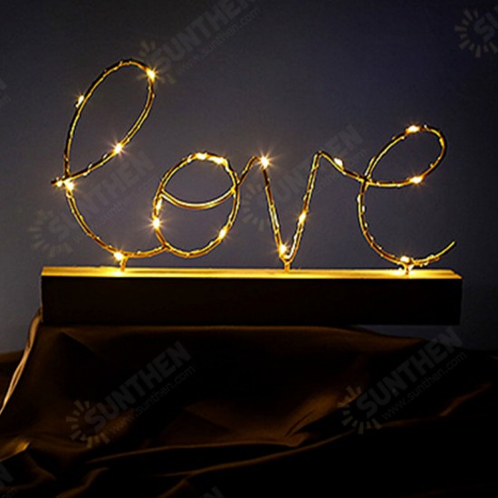 Wood Mini LED Night Light Home Love Desktop Letter Lamp Home Party Decor